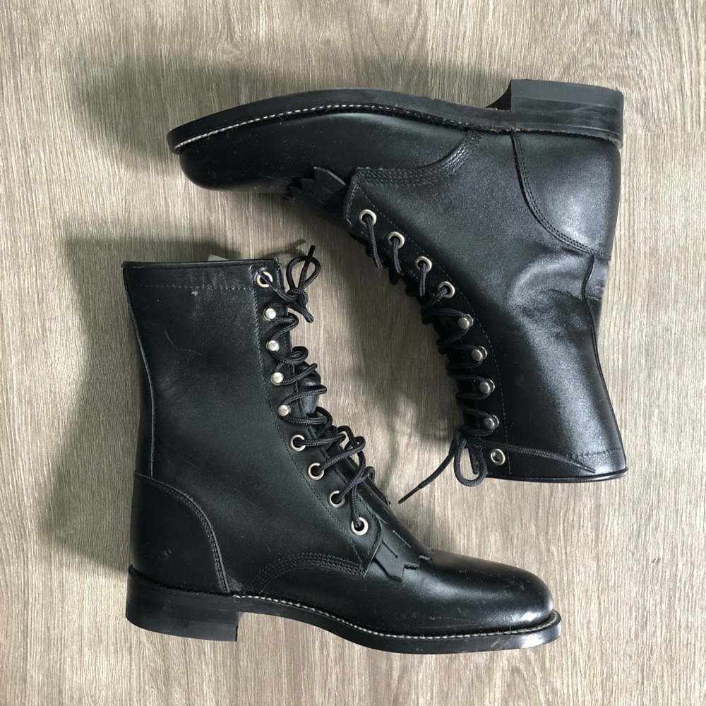 Justin Leather Kiltie Lace Up Boots